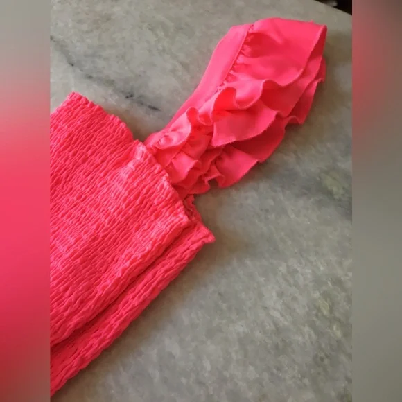 Hot Pink Ruffled Blouse - Picture 2 of 16